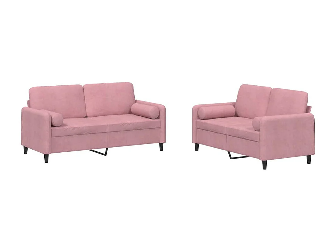 Ensemble de canapés 2 pcs avec coussins rose velours