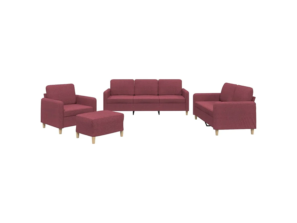 Ensemble de canapés 4 pcs avec coussins Rouge bordeaux Tissu