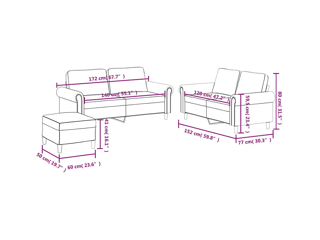 Set di Divani 3 pz con Cuscini Grigio in Similpelle