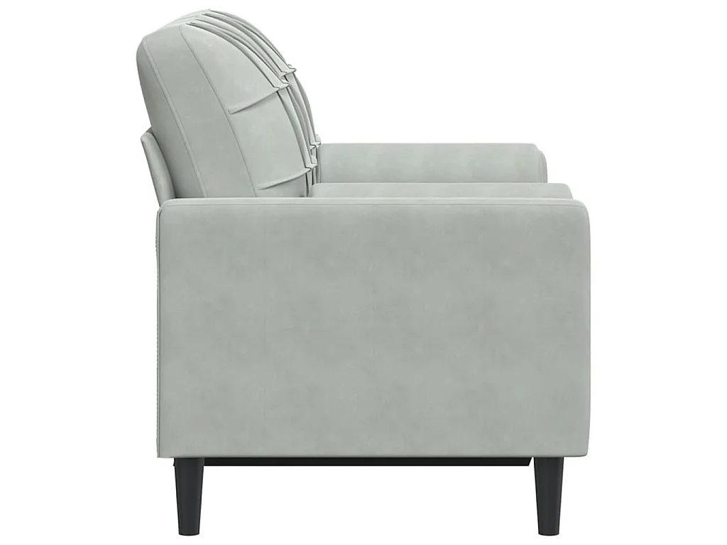 Canapé 2 places avec oreillers gris clair 120 cm velours