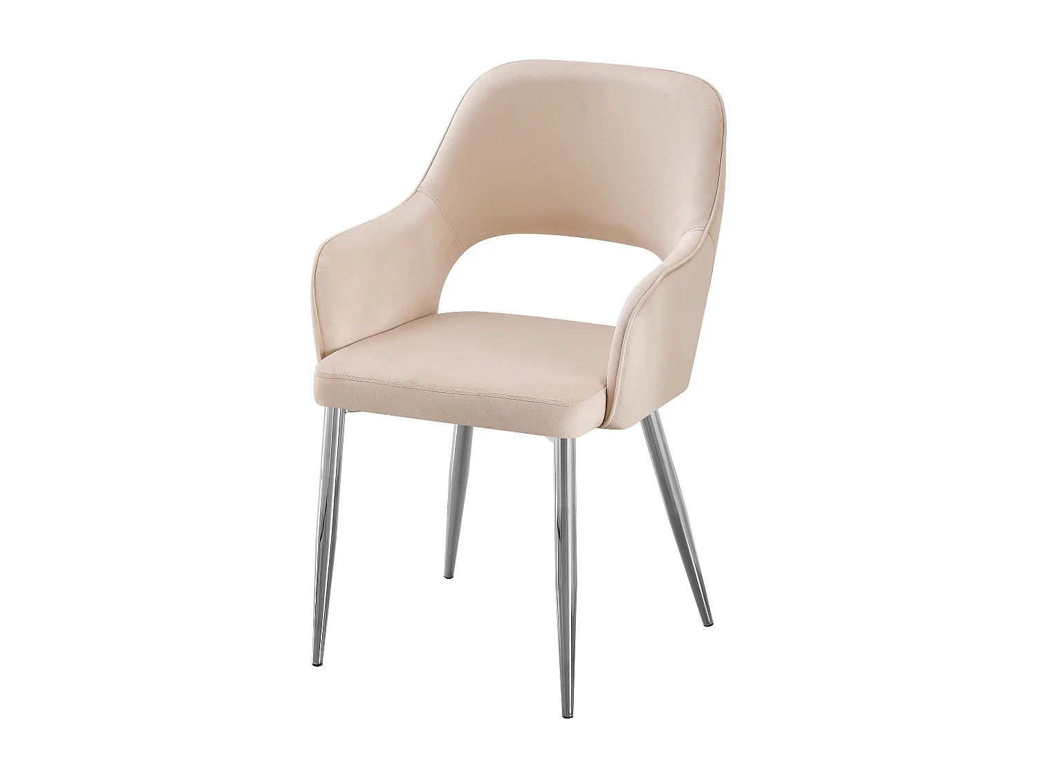 Lot de 2 chaises en velours et métal argenté - Beige - GIA