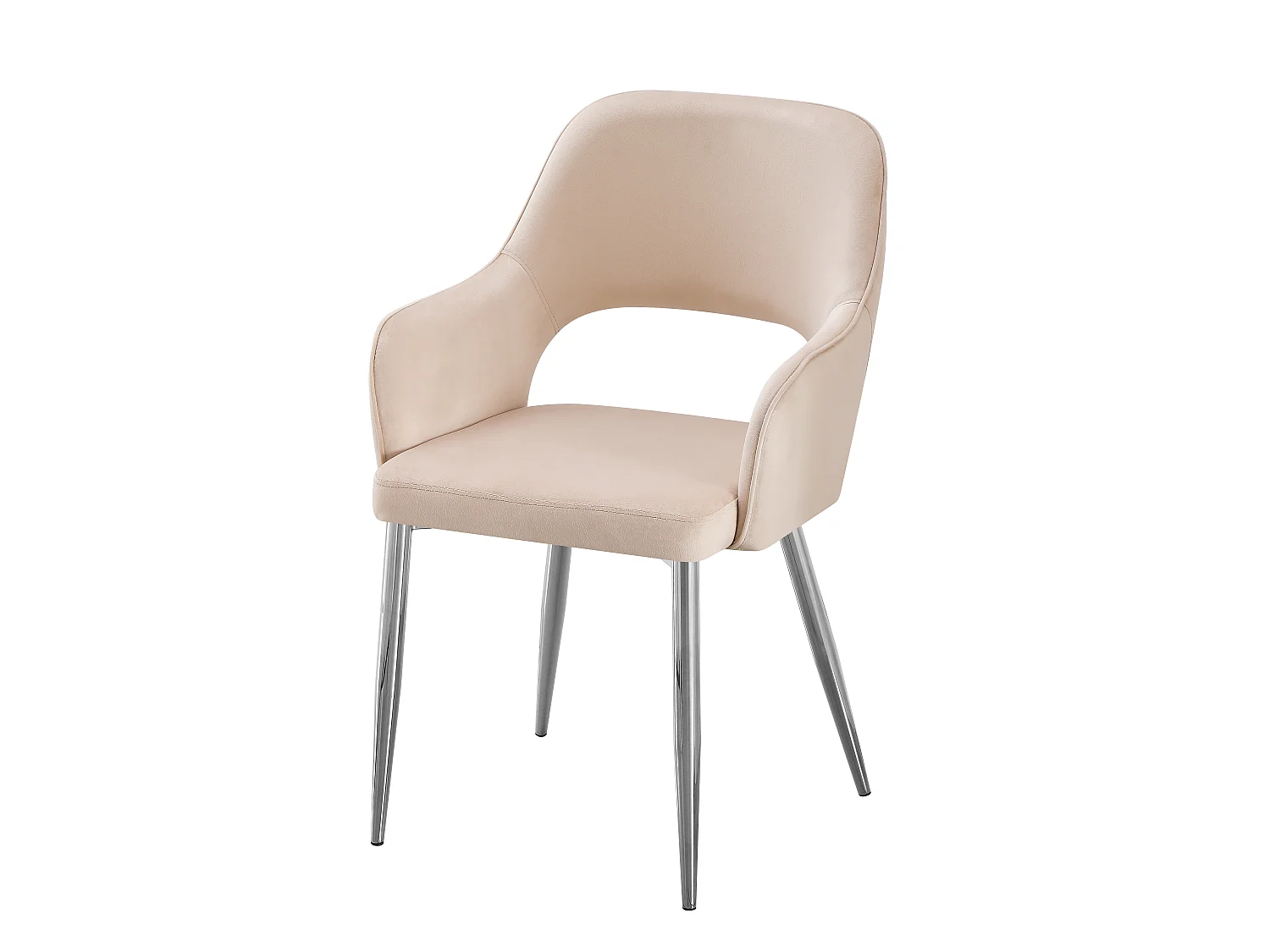 Lot de 2 chaises en velours et métal argenté - Beige - GIA