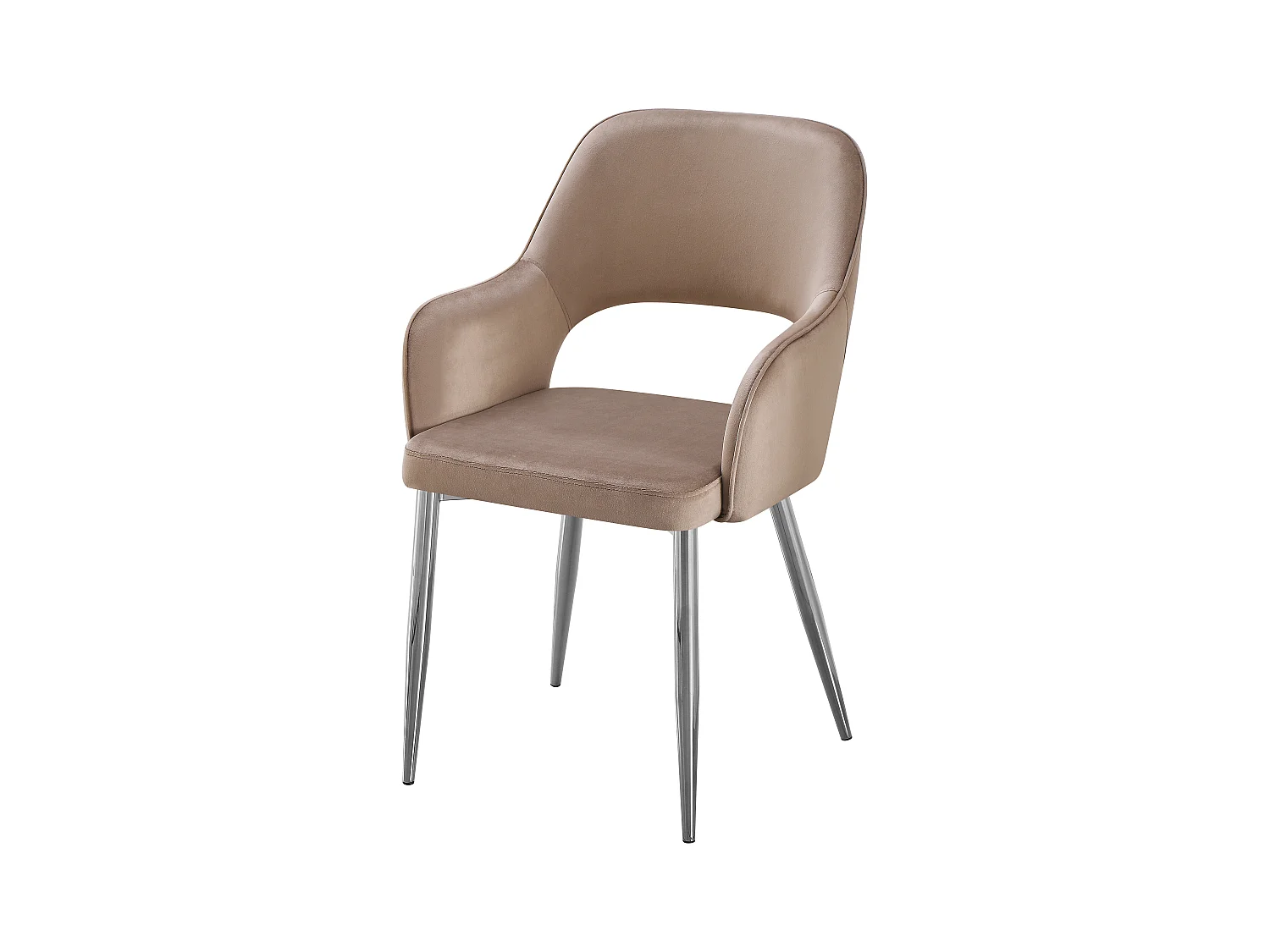 Set van 2 stoelen van velours en zilverkleurig metaal - Taupe - GIA