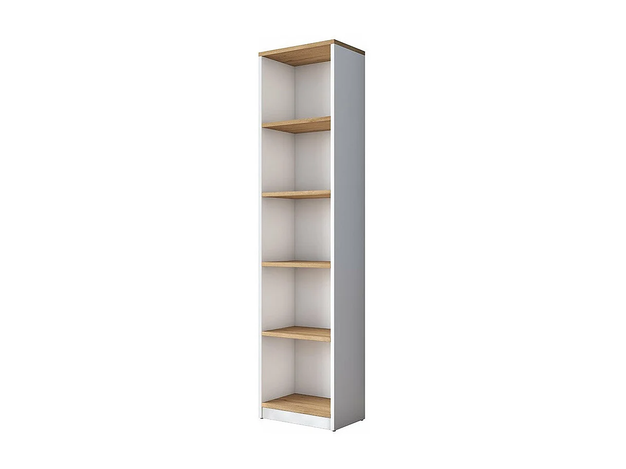 Bureau étagère Goldie en bois blanc-naturel - Dimensions 160x50x161,8 cm pour un espace de travail moderne