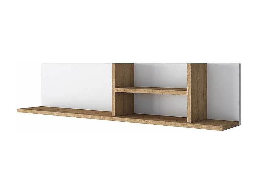 Bureau étagère Goldie en bois blanc-naturel - Dimensions 160x50x161,8 cm pour un espace de travail moderne