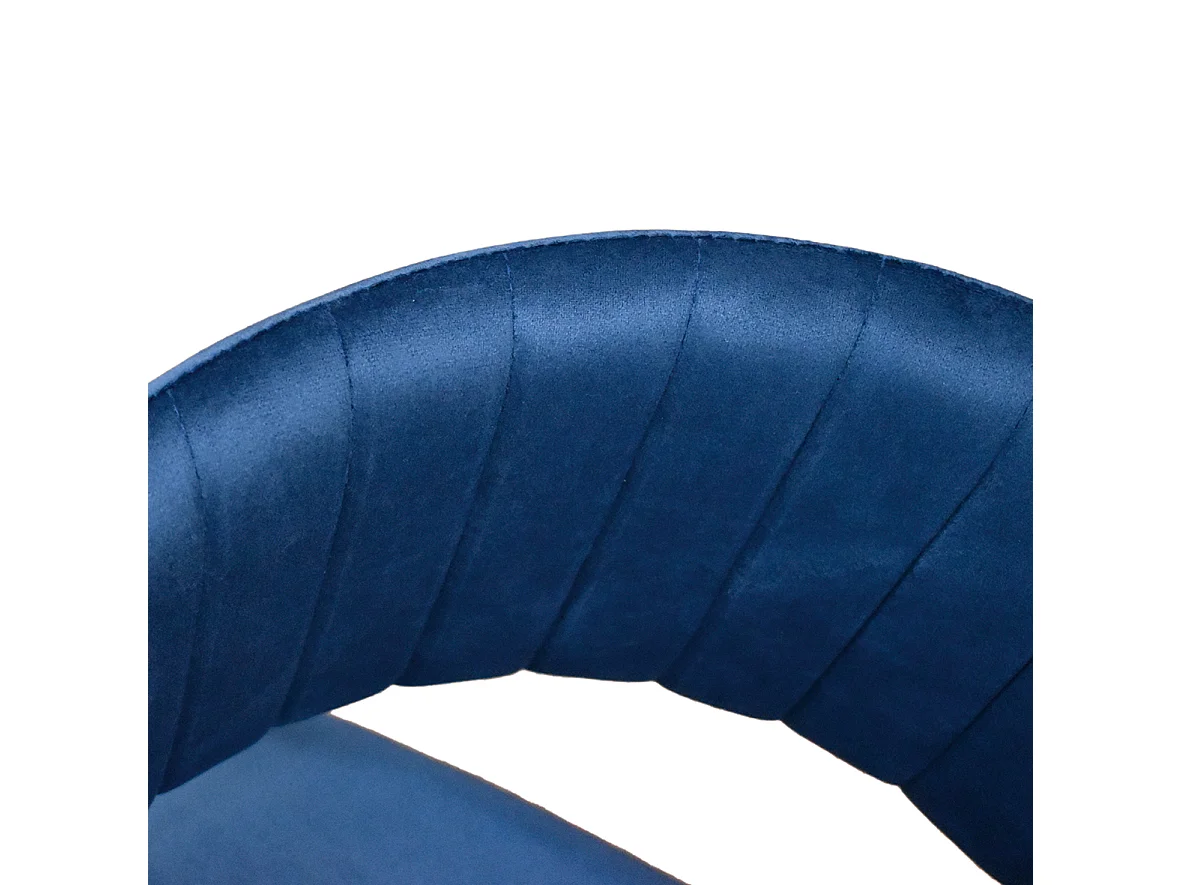 Lot de 2 chaises en tissu effet velours bleu, structure dorée - ORCHIES