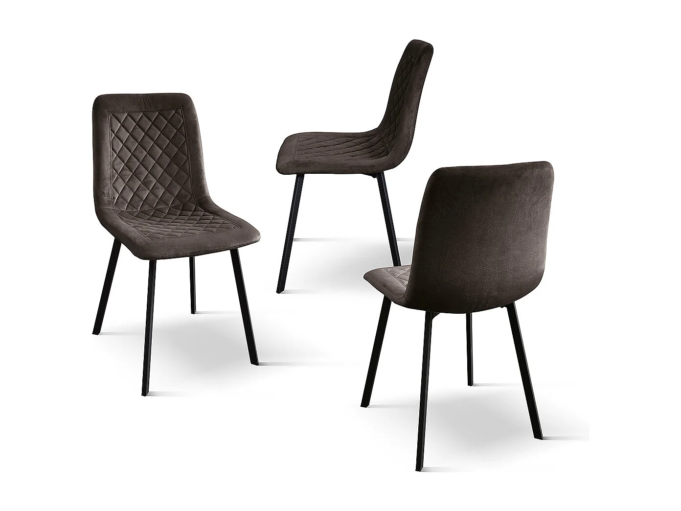 Set di 4 sedie in velluto marrone e gambe in metallo antracite - NOHO