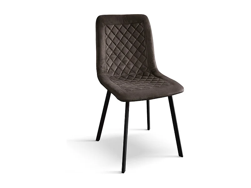 Ensemble de 4 chaises en velours brun et pieds en métal anthracite - NOHO