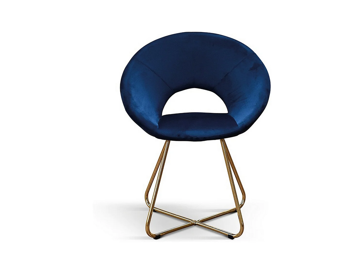 Set van 2 fauteuils van stof met blauw fluweeleffect, onderstel van goudkleurig metaal - ZANTE