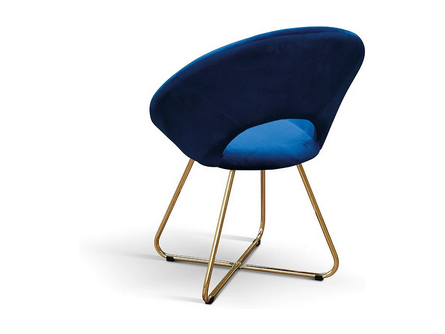 2 Sessel aus blauem Stoff mit Samteffekt, goldenes Metallgestell - ZANTE