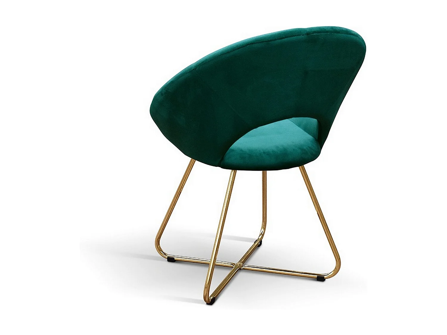 Ensemble de 4 fauteuils en tissu effet velours vert, base en métal doré - ZANTE