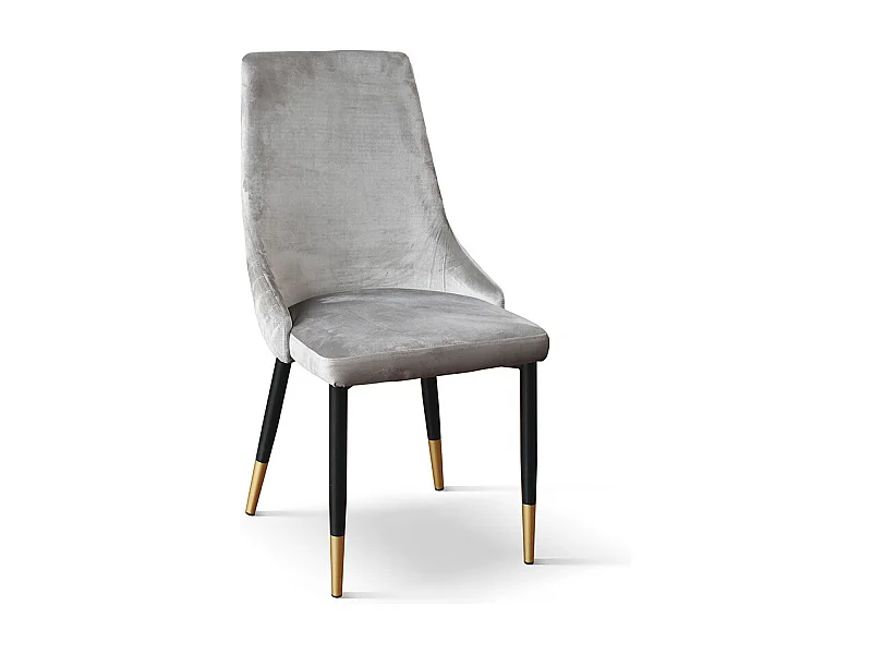 Set van 4 stoelen, stof met grijs fluweeleffect, antraciet en gouden poten - IRVINE