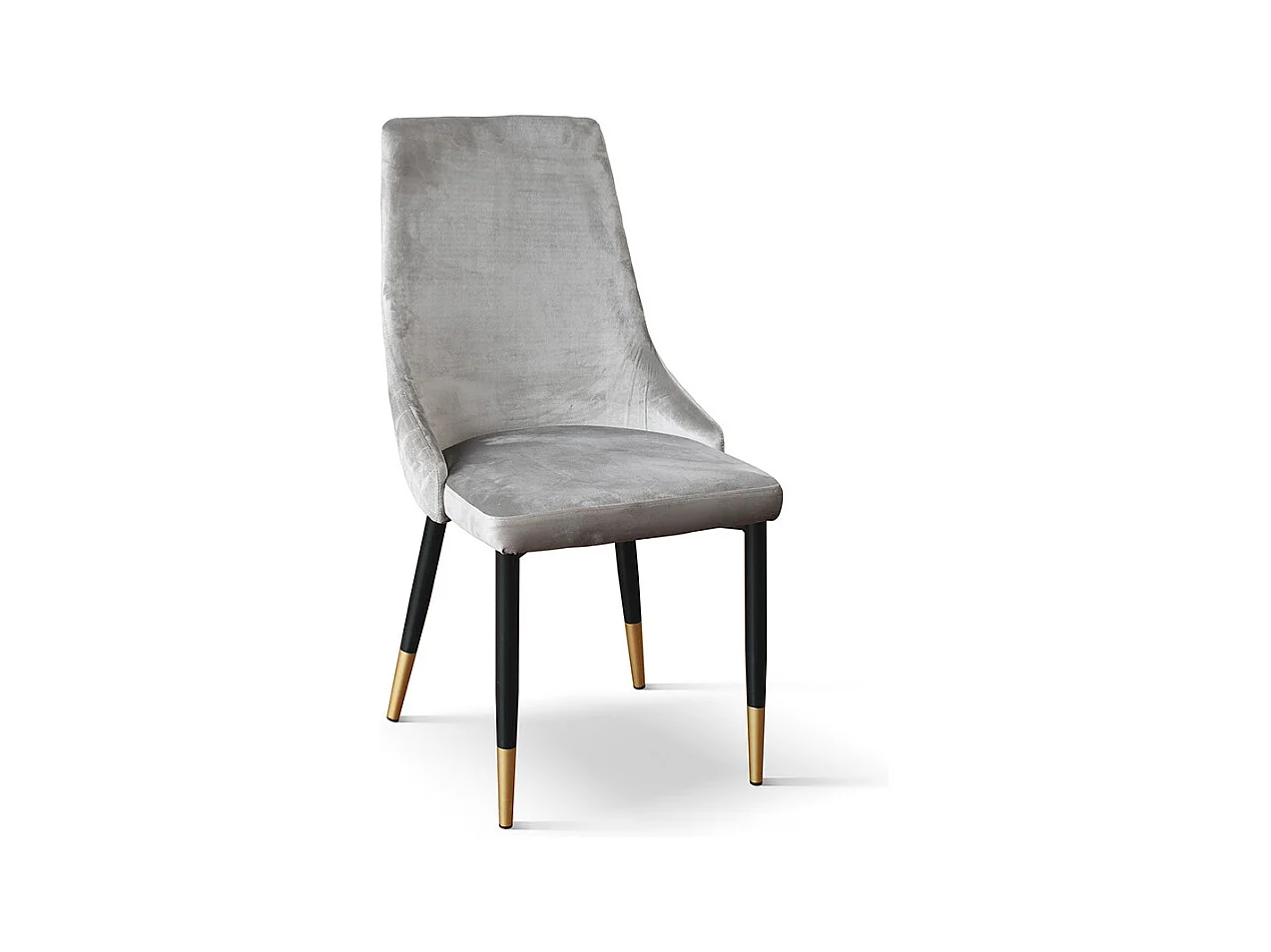 Lot de 4 chaises, tissu effet velours gris, pieds anthracite et or - IRVINE