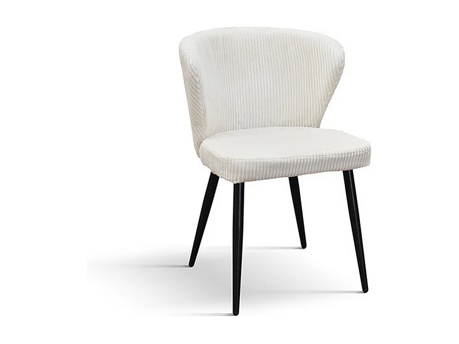 Set van 2 stoelen van stof met fluweeleffect in crème, antraciet poten - MANTES