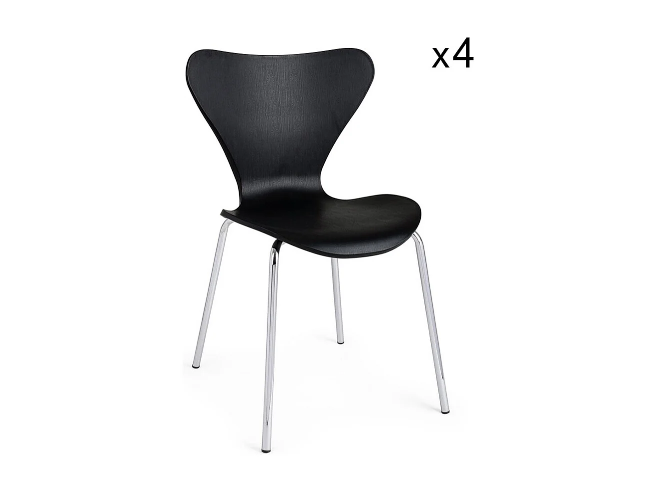 Set mit 4 Stühlen aus schwarzem Polypropylen und verchromten Stahlbeinen - TESSA