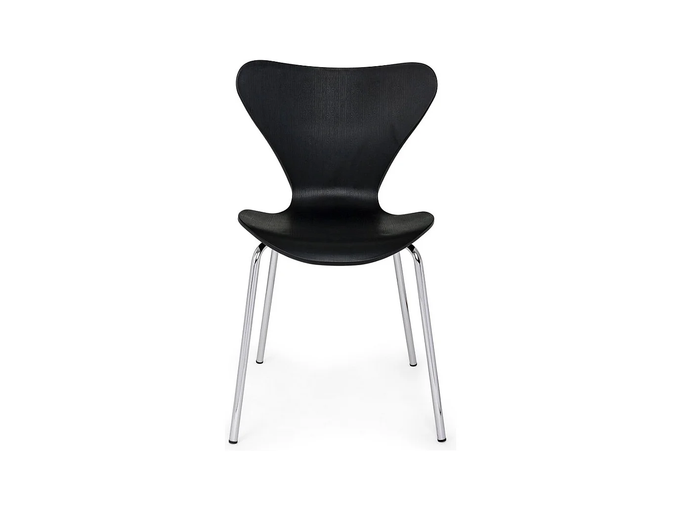 Set mit 4 Stühlen aus schwarzem Polypropylen und verchromten Stahlbeinen - TESSA