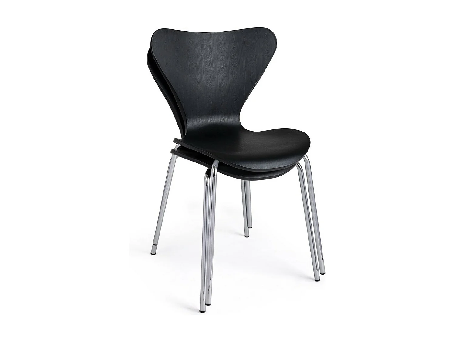 Set di 4 sedie in polipropilene nero e gambe acciaio cromato - TESSA
