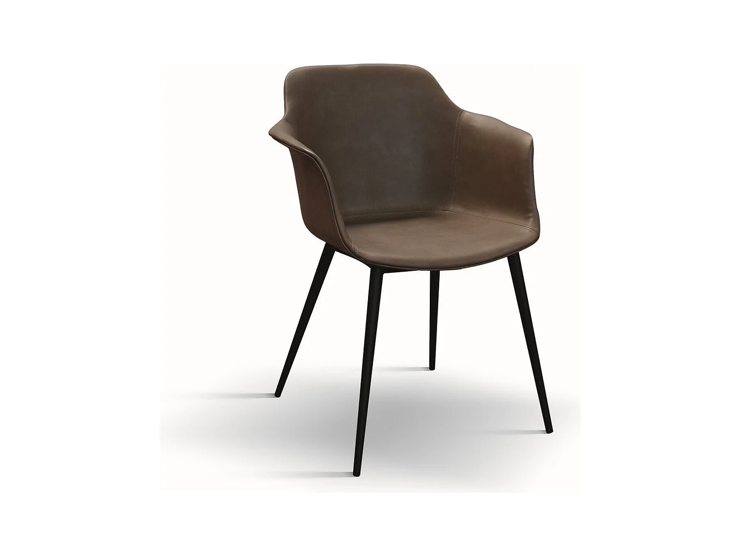 Lot de 2 chaises en simili cuir marron - CANNES