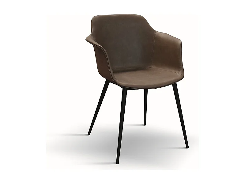 Set van 2 bruine stoelen van kunstleer - CANNES