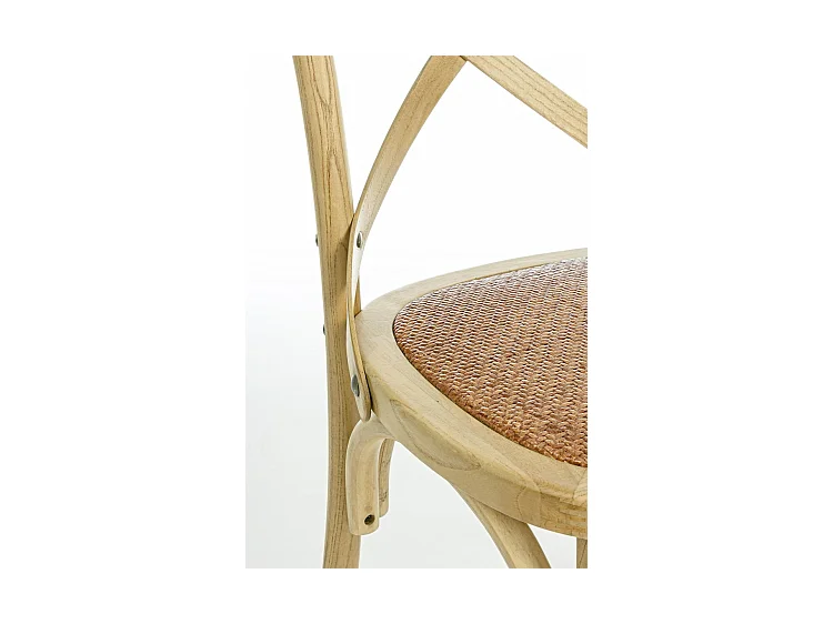 Set van 2 stoelen van bruin iepenhout en natuurlijk rotan - CROSS