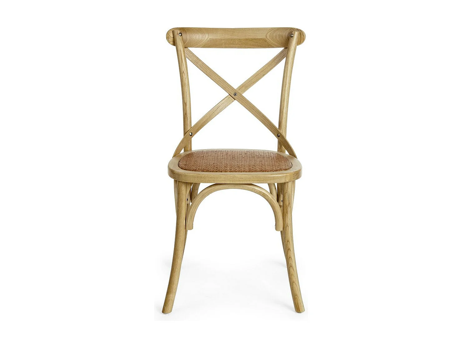 Set van 2 stoelen van bruin iepenhout en natuurlijk rotan - CROSS