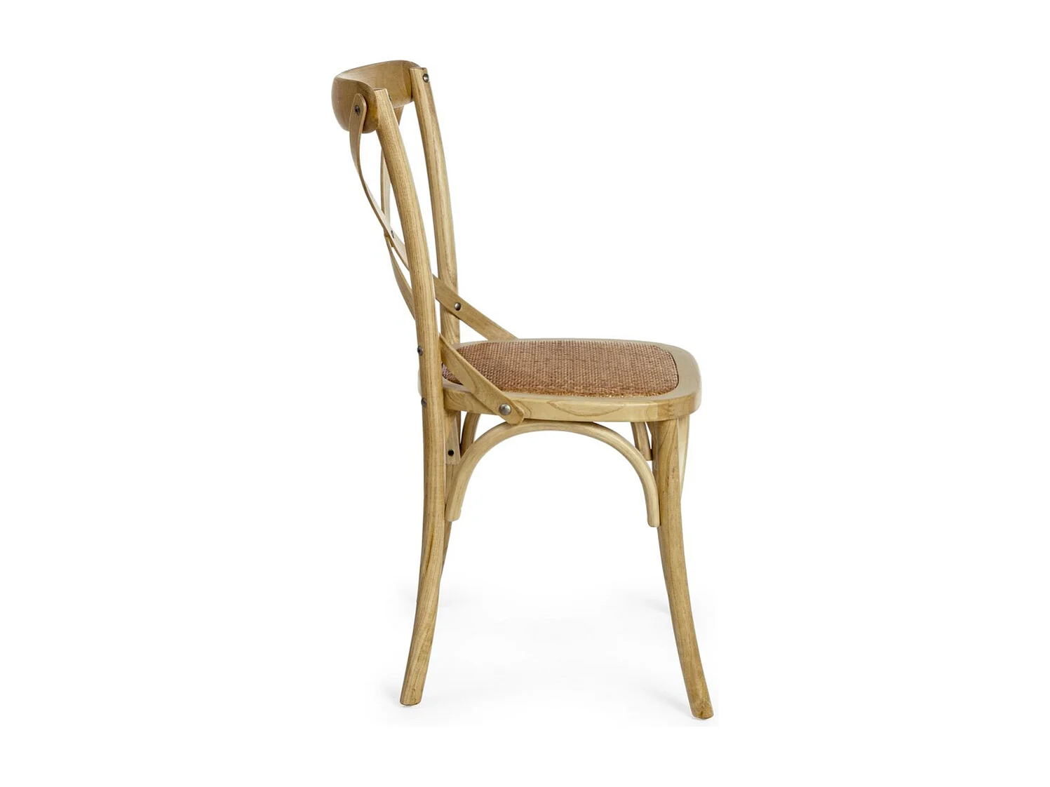 Set van 2 stoelen van bruin iepenhout en natuurlijk rotan - CROSS