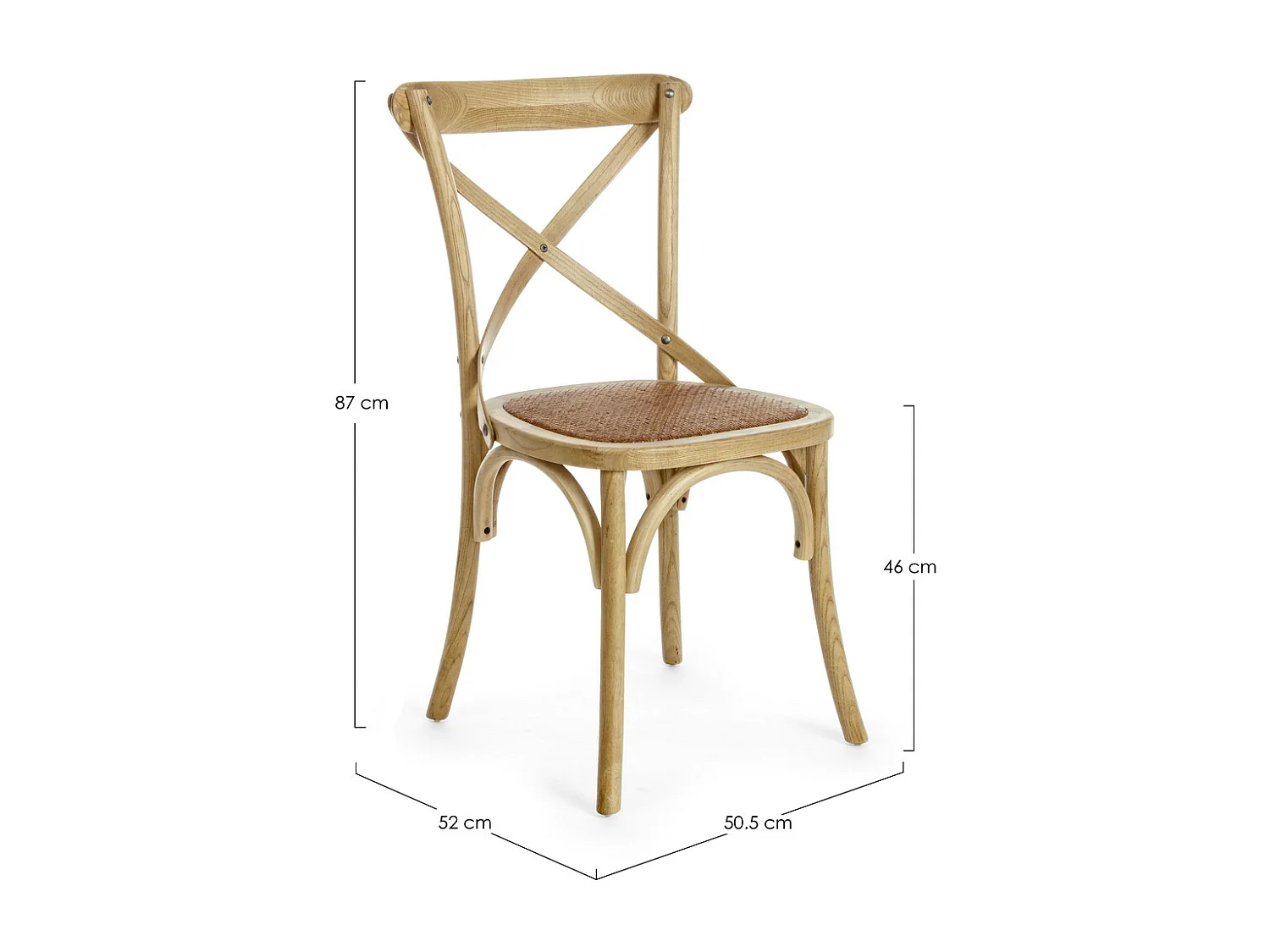 Set van 2 stoelen van bruin iepenhout en natuurlijk rotan - CROSS