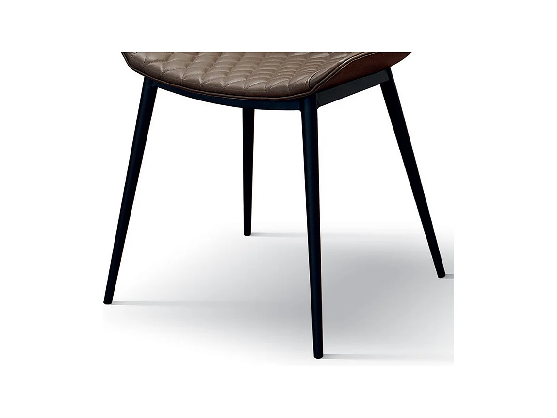 Lote de 4 sillas de piel sintética marrón - CANNES