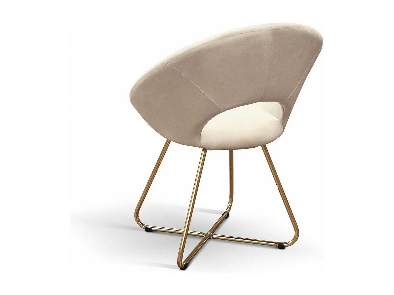 Ensemble de 4 fauteuils en tissu effet velours beige, base en métal doré - ZANTE