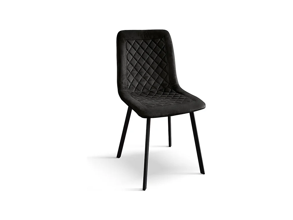 Ensemble de 4 chaises en velours noir et pieds en métal anthracite - NOHO