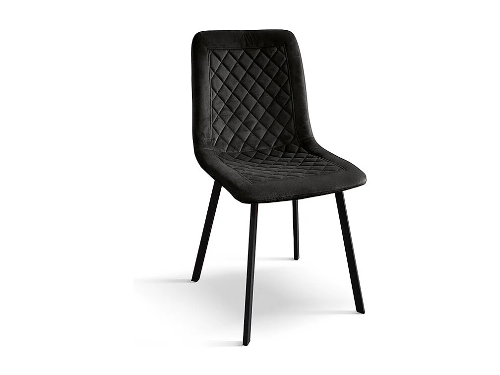 Set van 4 stoelen in zwart fluweel en antraciet metalen poten - NOHO