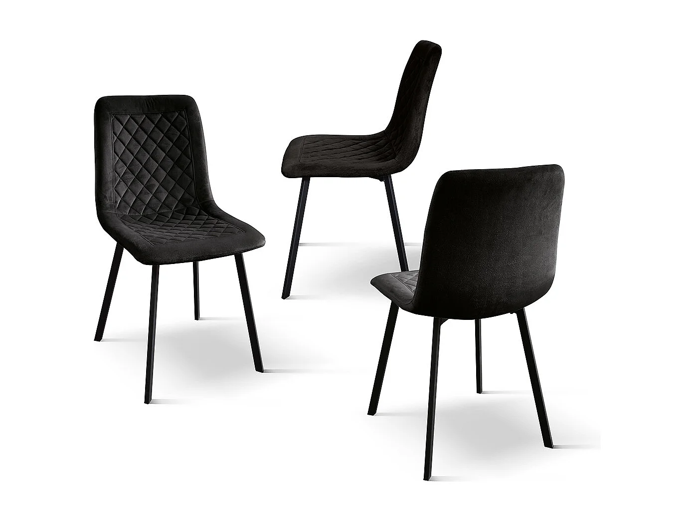 Set van 4 stoelen in zwart fluweel en antraciet metalen poten - NOHO