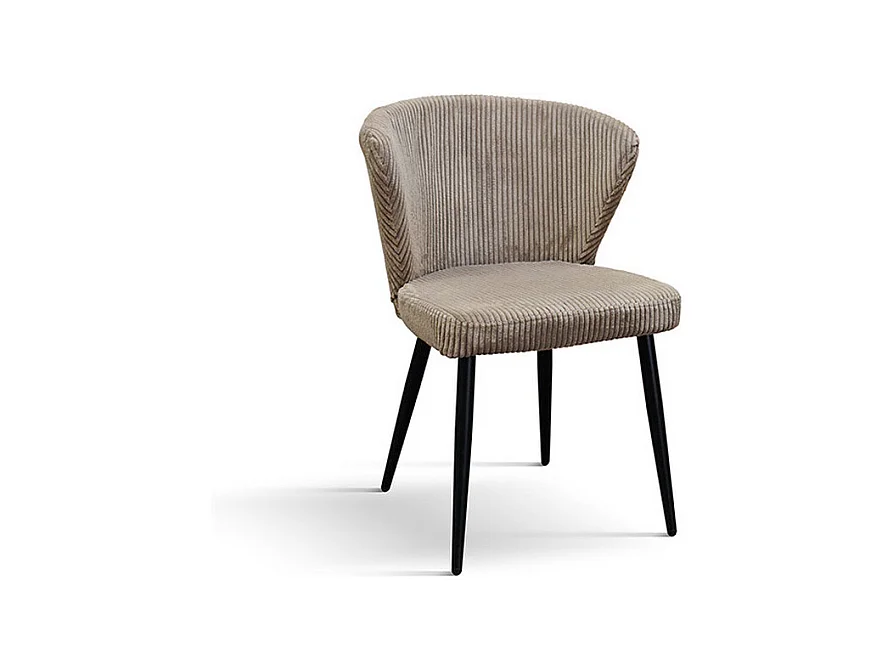 Lot de 2 chaises en tissu effet velours gris tourterelle, pieds anthracite - MANTES