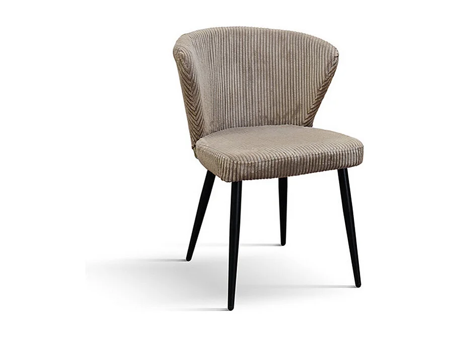 Lot de 2 chaises en tissu effet velours gris tourterelle, pieds anthracite - MANTES