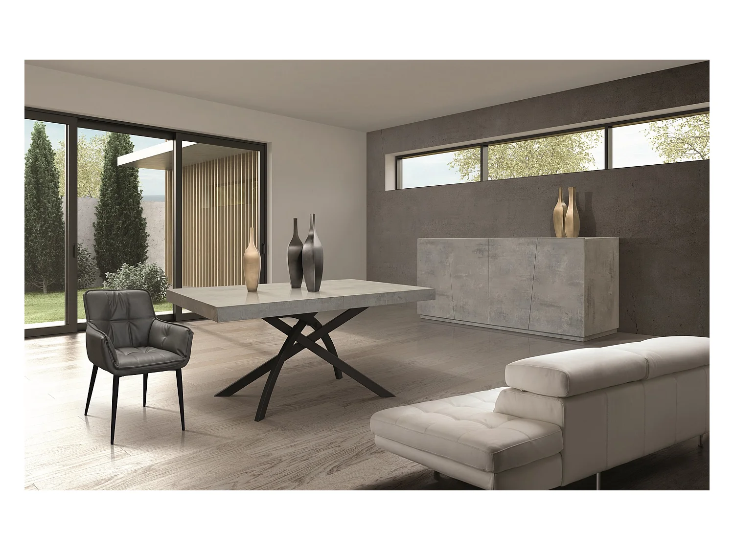 Lote de 4 sillas de piel sintética antracita - KENSINGTON