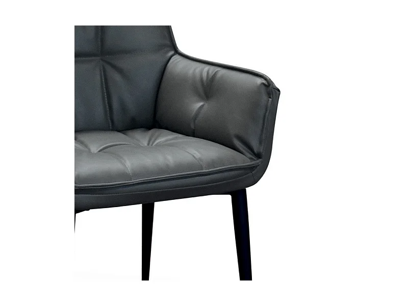 Satz von 4 anthrazitfarbenen Kunstlederstühlen - KENSINGTON