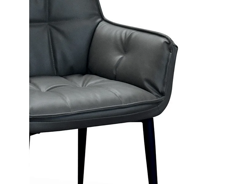 Set van 4 antraciet kunstleren stoelen - KENSINGTON