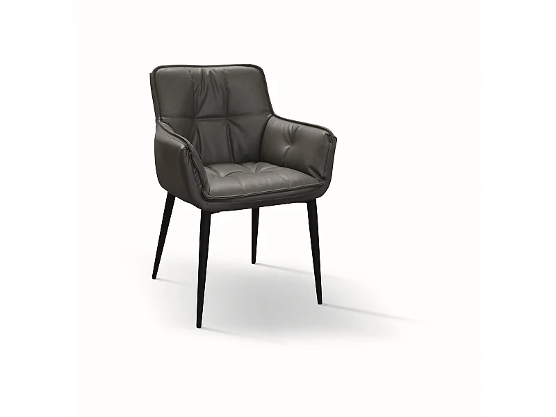 Lot de 4 chaises en simili cuir anthracite - KENSINGTON