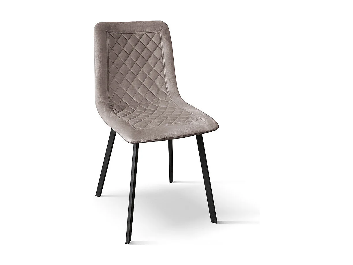 Lot de 4 chaises en tissu effet velours gris tourterelle, pieds anthracite - NOHO