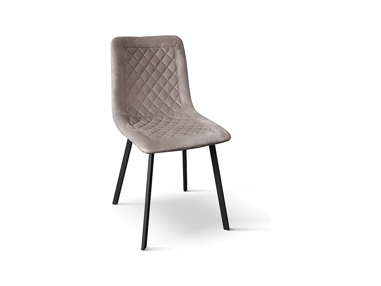 Lot de 4 chaises en tissu effet velours gris tourterelle, pieds anthracite - NOHO