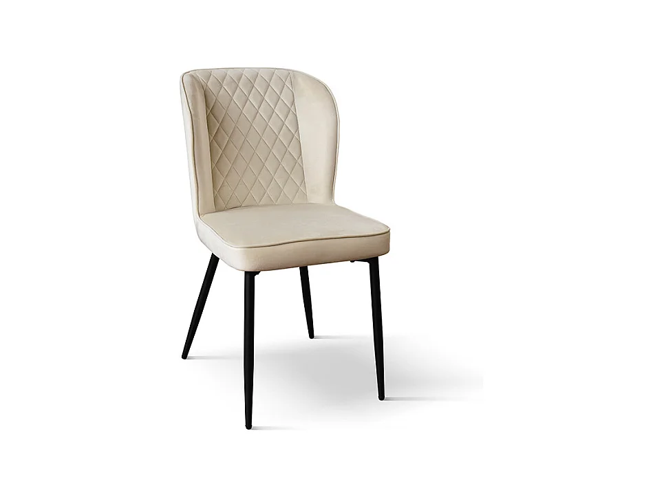 Lot de 4 chaises en velours beige et pieds en métal anthracite - SOHO