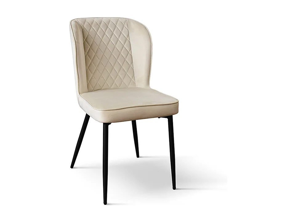 Lot de 4 chaises en velours beige et pieds en métal anthracite - SOHO