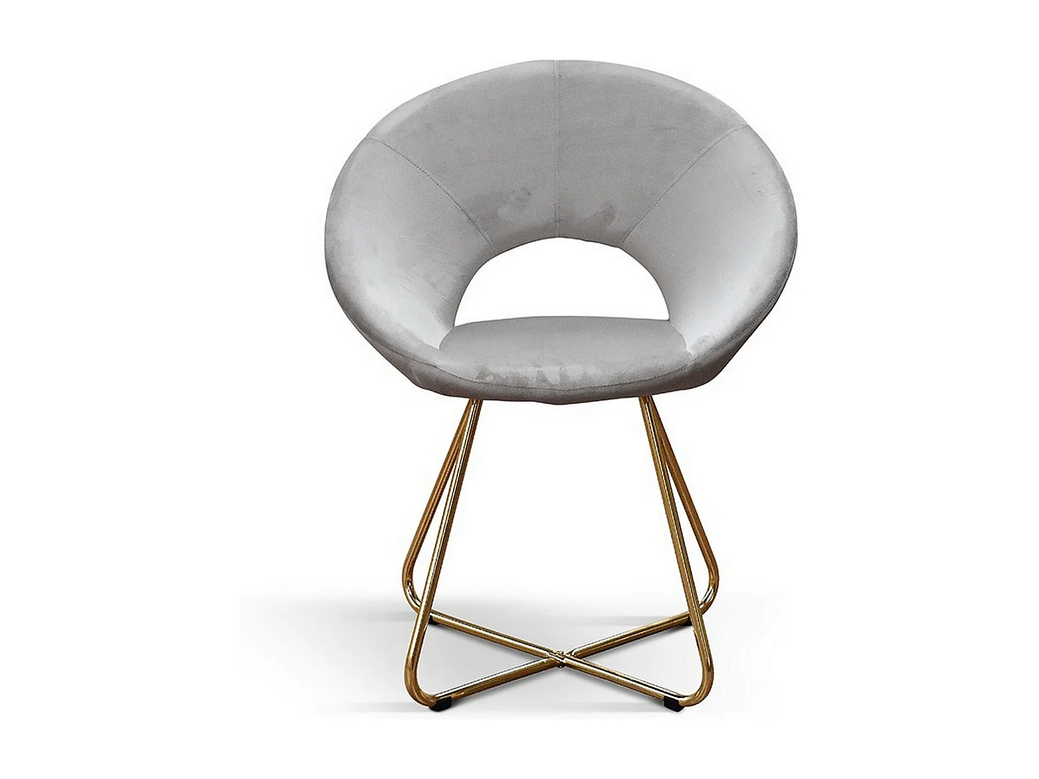 Set di 4 poltroncine in tessuto effetto velluto grigio,base oro - ZANTE