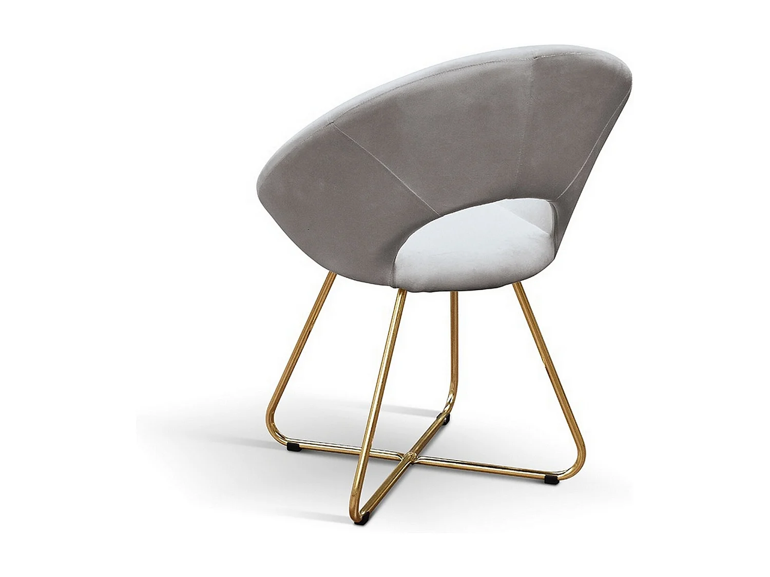 Set di 4 poltroncine in tessuto effetto velluto grigio,base oro - ZANTE