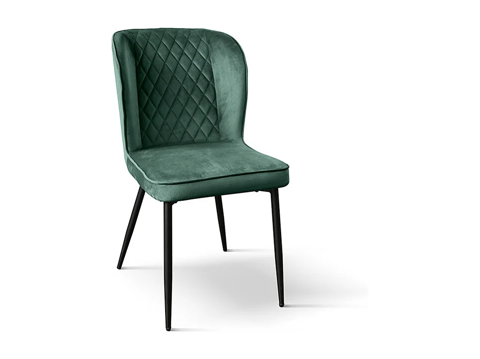 Set van 4 stoelen in groen fluweel en antraciet metalen poten - SOHO