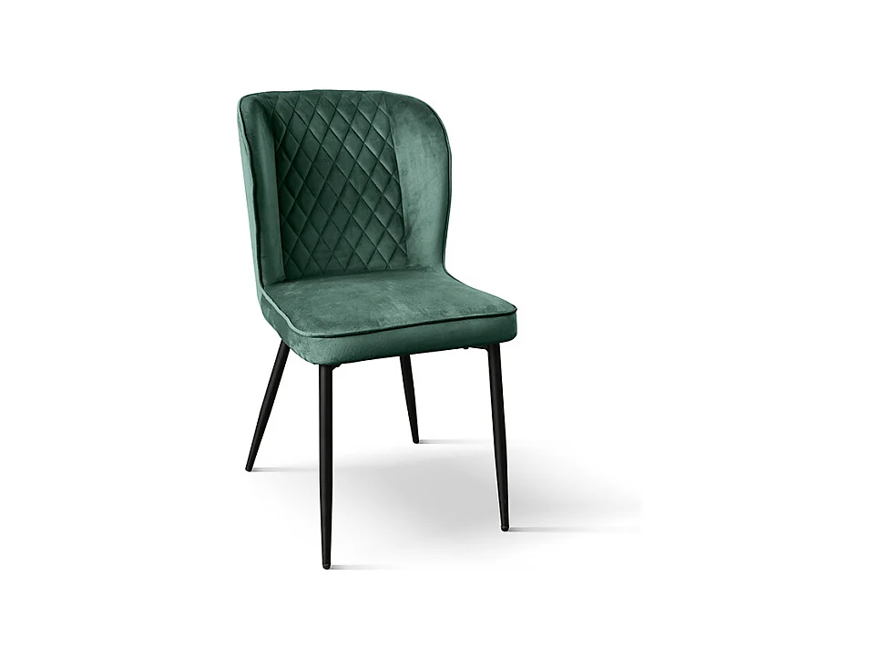Lot de 4 chaises en velours vert et pieds en métal anthracite - SOHO