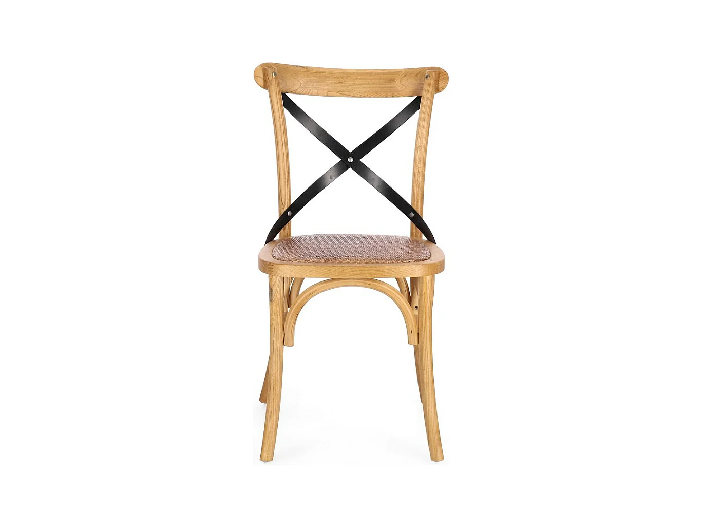 Set van 2 stoelen in natuurlijk iepenhout en zwarte stalen latten - CROSS METAL