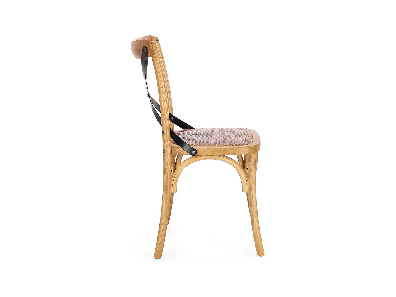 Set van 2 stoelen in natuurlijk iepenhout en zwarte stalen latten - CROSS METAL