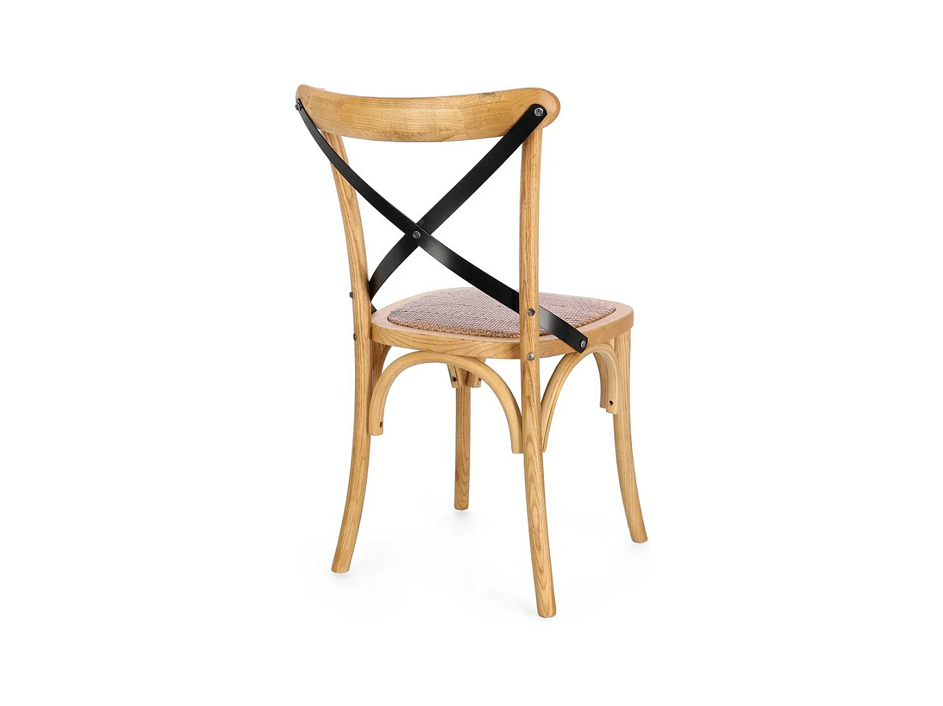 Set van 2 stoelen in natuurlijk iepenhout en zwarte stalen latten - CROSS METAL