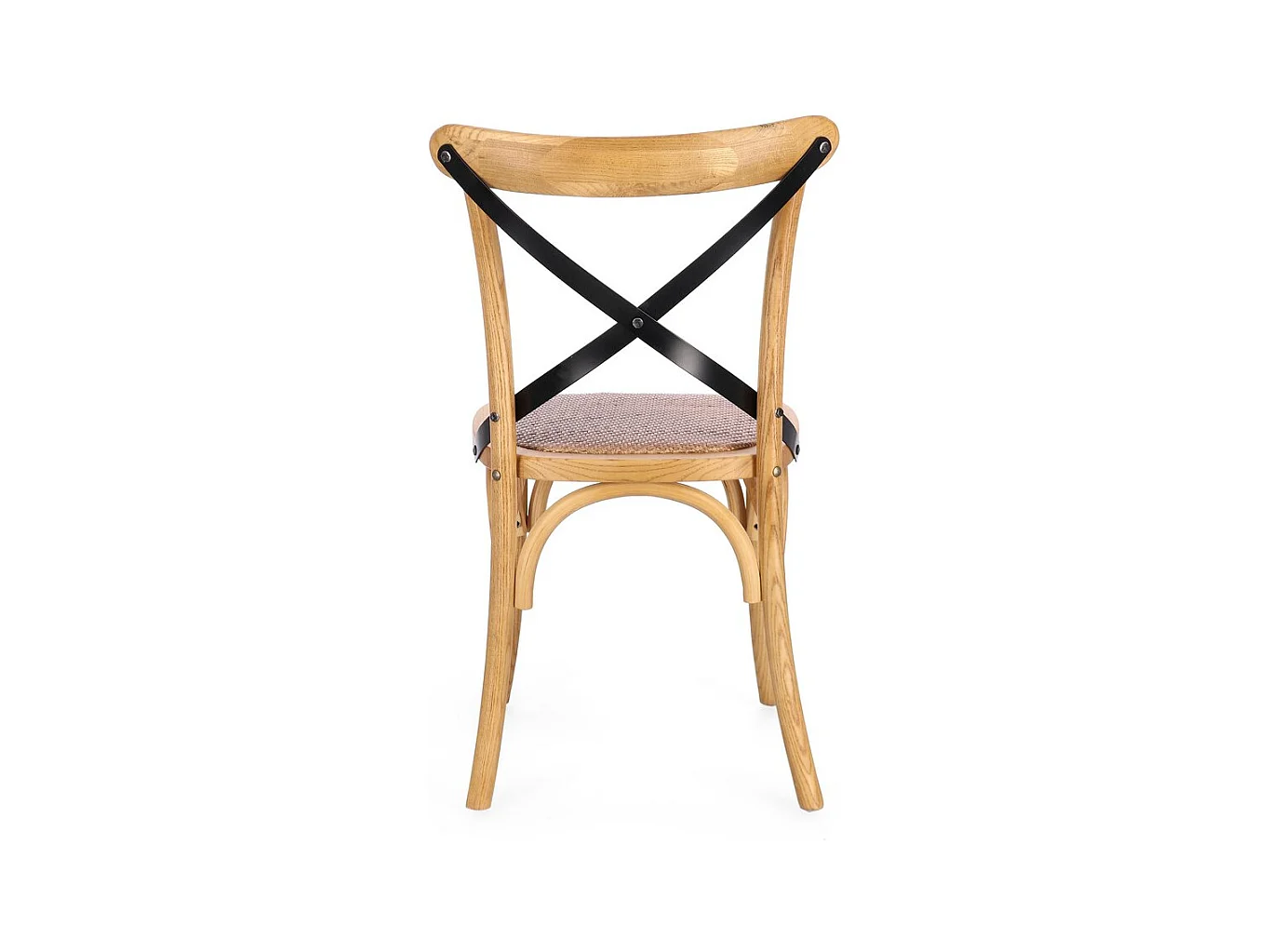 Set van 2 stoelen in natuurlijk iepenhout en zwarte stalen latten - CROSS METAL